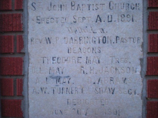 May Family Mens on the St. John Baptist Church Cornerstone 
Dedicated in 1901